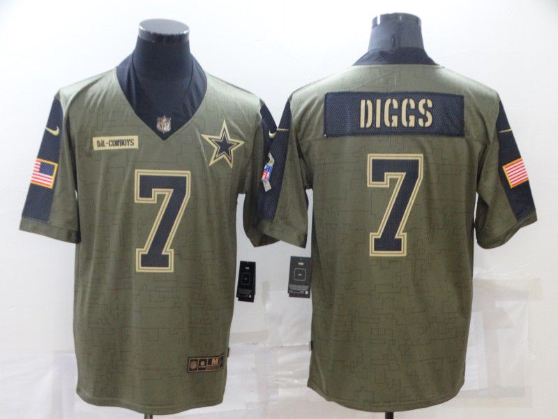 Men Dallas Cowboys #7 Diggs green Nike Olive Salute To Service Limited NFL Jersey
